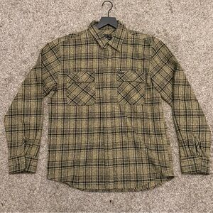Brixton Bowery Flannel Olive Tan Black Plaid Medium